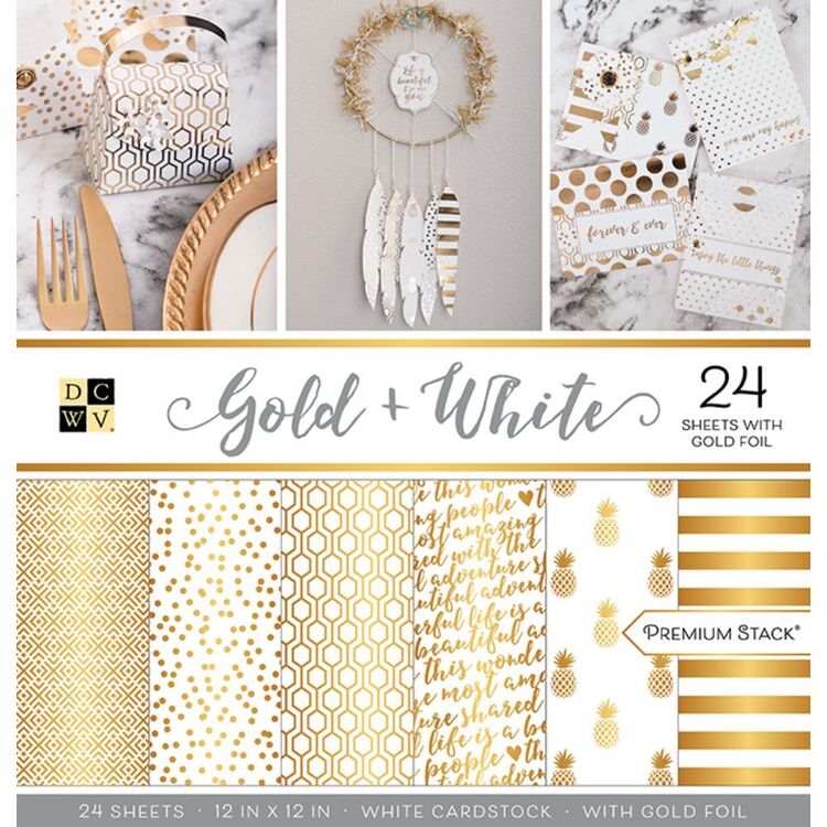 Die Cuts With A View Gold White Foil Paper Pad
