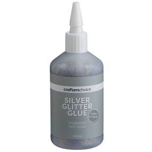 Crafters Choice 250 ml Metallic Glitter Glue Silver 250 mL