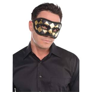 Amscan Mask Harlequin  Black & Gold
