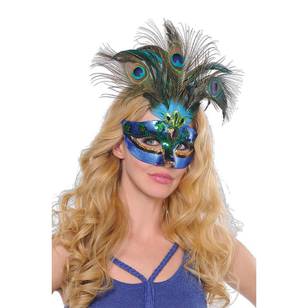 Amscan Mask Peacock Feather  Blue & Purple