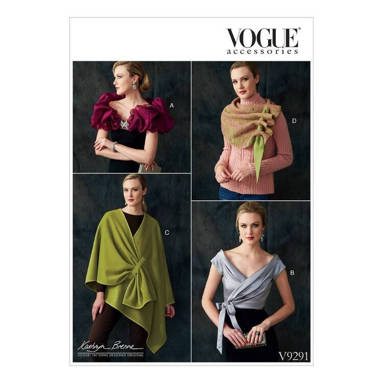 Vogue Pattern V9291 Misses' Wraps, Shrug and Scarf Small - Large