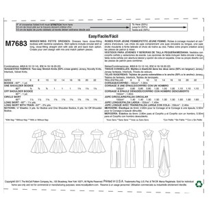 McCall's Pattern M7683 Misses'/Miss Petite Dresses with Shoulder and Skirt Variations