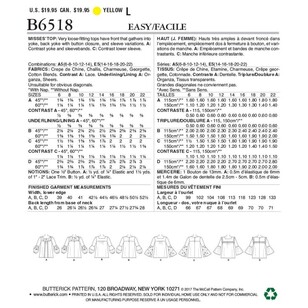 Butterick Pattern B6518 Misses' Square-Neck Top with Yoke