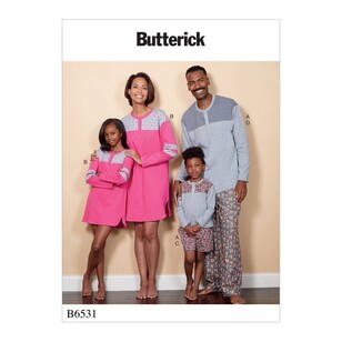 Butterick Pattern B6531 Misses'/Men's/Childrens'/Boys'/Girls' Top, Tunic, Shorts and Pants