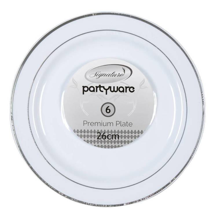 Partyware Heavy Duty Silver Rim 26 cm Plate 6 Pack