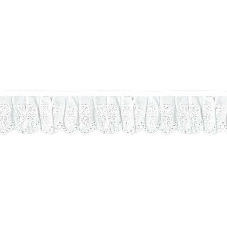 Birch Frilled Cambric Lace # 4 White 55 mm