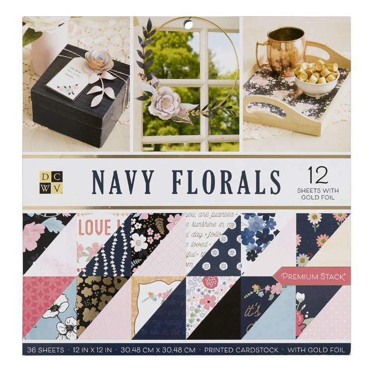 Die Cuts With A View Navy Floral Paper Pad