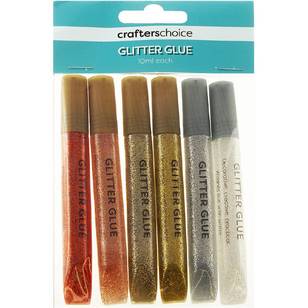 Crafters Choice Craft Glitter Glue 6 Pack Metallic 10 Ml