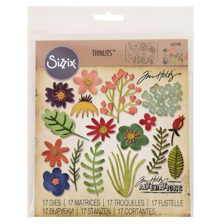 Sizzix Thinlits Die Floral Tim H 15 Pack Grey
