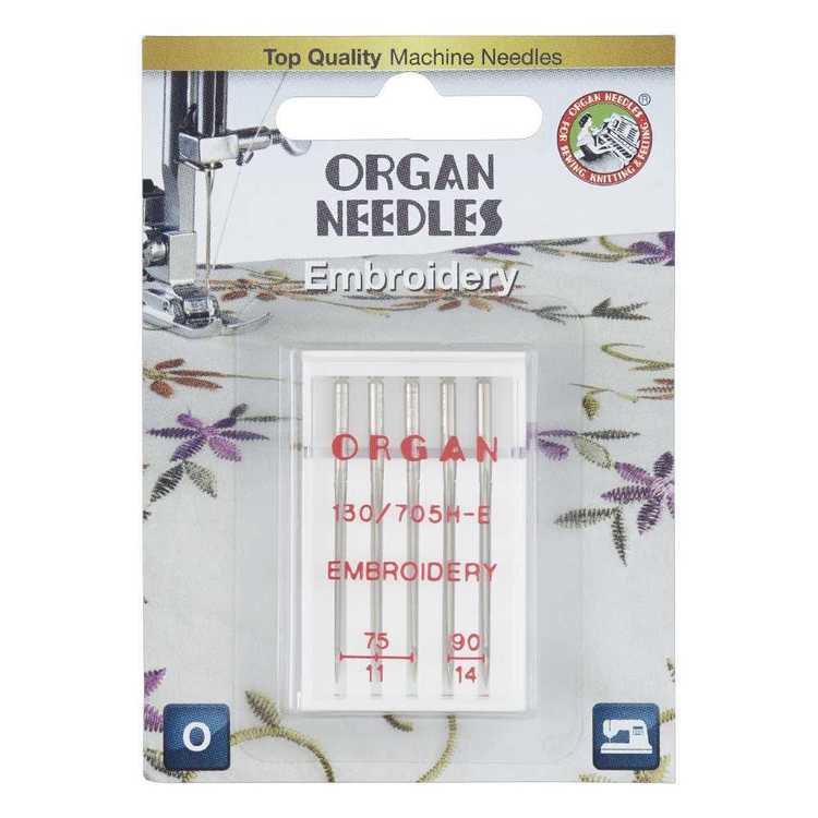 Organ Embroidery Needle Silver 75/11 90/14
