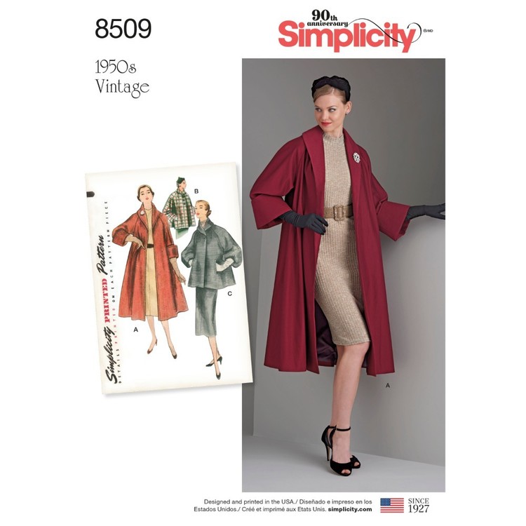 Simplicity Pattern 8509 Misses' Vintage Coat Or Jacket
