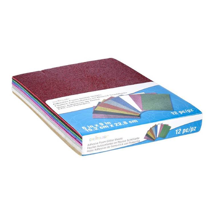 Creatology Foam Sticky Glitter Sheets 12 Pack Multicoloured