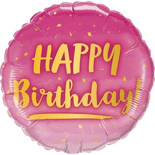 Qualatex Foil Pink and Gold Birthday Balloon  Pink