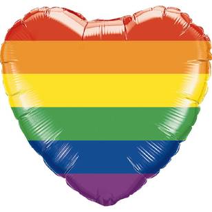Qualatex Rainbow Stripe Heart Foil Balloon Multicoloured