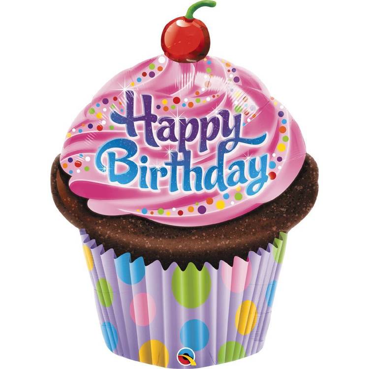 Qualatex Birthday Cupcake Foil Balloon