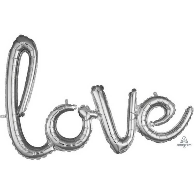 Amscan Anagram Love Script Silver Foil Balloon