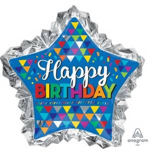 Amscan Anagram Happy Birthday Star Foil Balloon Multicoloured