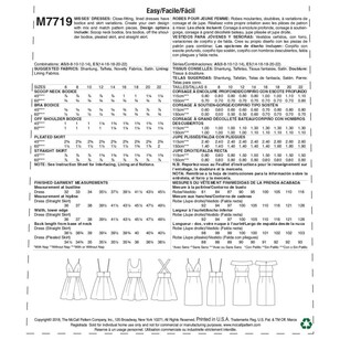 McCall's Pattern M7719 Misses' Dresses