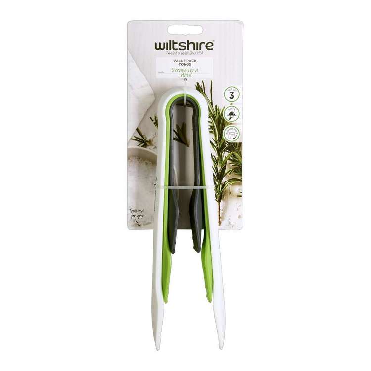 Wiltshire Tongs Set Of 3 White & Green