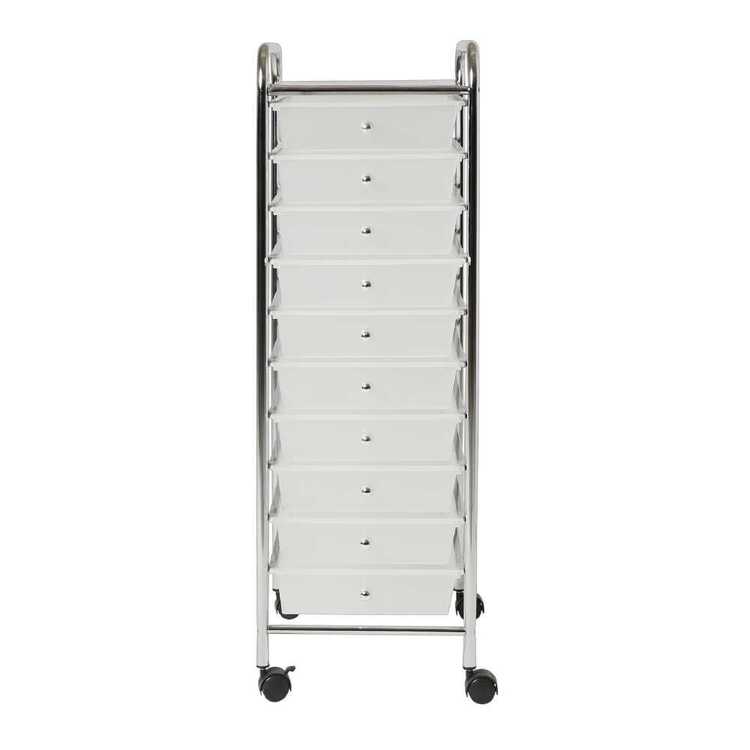 Recollections 10 Drawer Rolling Organiser Opaque White