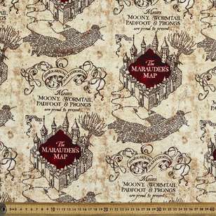 Harry Potter Marauders Map Homespun Fabric Natural 112 cm