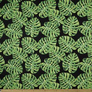 Tropical Palm Printed Montreaux Drill Fabric Black 112 cm