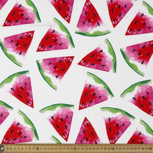 Montreaux Drill Watermelon Wedges Fabric White 112 cm