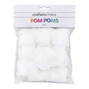 Crafters Choice Pom Poms 63Mm White 63 mm