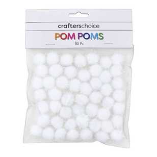 Crafters Choice Glitter Pom Poms White 18 mm