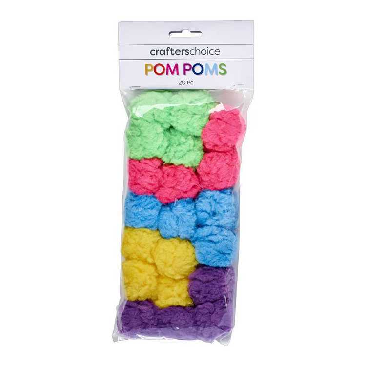 Crafters Choice Chenille Pom Pom 20 Pack Multicoloured