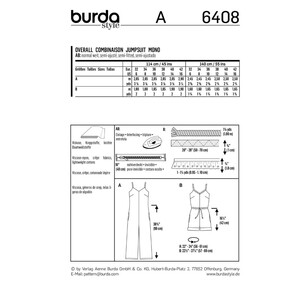 Burda Pattern B6408 Misses' Jumpsuit In Various Lengths 6 - 16