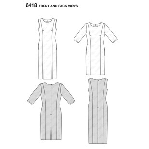 Burda Pattern B6418 Misses' Feminine Dresses 10 - 20