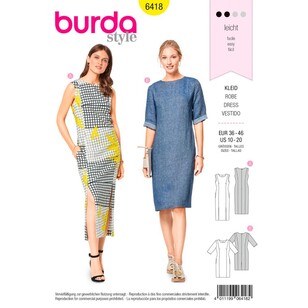 Burda Pattern B6418 Misses' Feminine Dresses 10 - 20