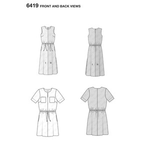 Burda Pattern B6419 Misses' Short Sleeve Dresses 10 - 20