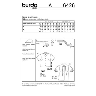 Burda Pattern B6426 Misses' Fancy Summer Blouses 10 - 20