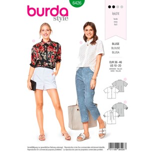 Burda Pattern B6426 Misses' Fancy Summer Blouses 10 - 20