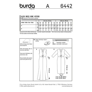 Burda Pattern B6442 Misses' V-Neck Evening Dresses 8 - 18