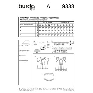 Burda Pattern B9338 Toddler's Blouse And Dress 6 Months - 3 Years