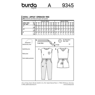 Burda Pattern B9345 Child's Summer Jumpsuits 6 - 13