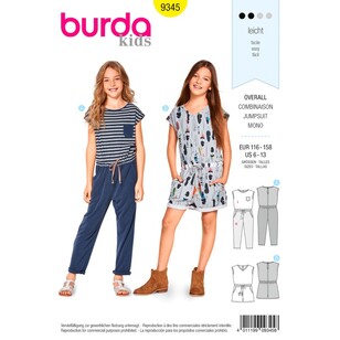 Burda Pattern B9345 Child's Summer Jumpsuits 6 - 13