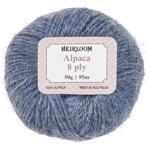 Heirloom Pure Alpaca Wool 8 Ply Yarn 6935 Greyblue Heather 50 g