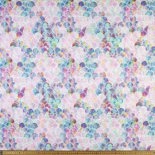 Large Mermaid Scale Montreaux Drill Fabric Pink & Multicoloured 112 cm