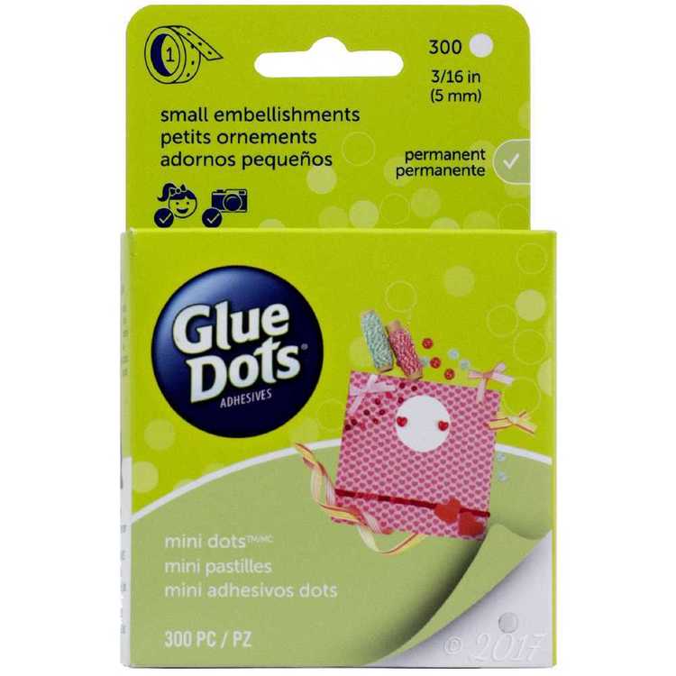  Glue Dots, Mini Dots, Double-Sided, 3/16, 300 Dots