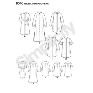 Simplicity Pattern 8546 Misses' And Miss Petite Shirt Dresses