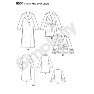 Simplicity Pattern 8554 Misses' And Miss Petite Coats And Jackets
