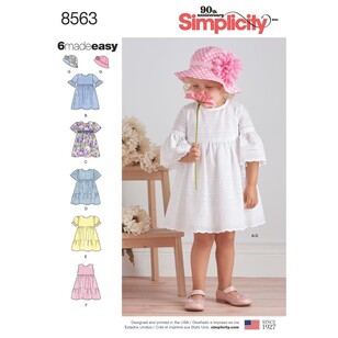 Simplicity Pattern 8563 Toddler Dresses And Hat 1/2 - 4