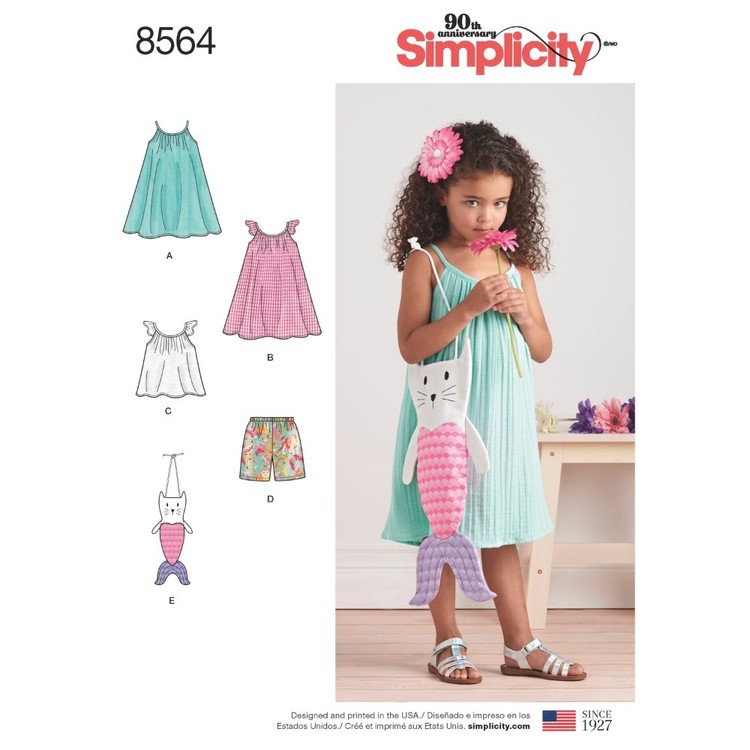 Simplicity Pattern 8564 Child's Dress, Top, Shorts And Bag