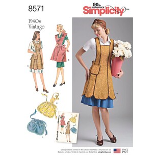 Simplicity Pattern 8571 Misses' Vintage Aprons Small - Large