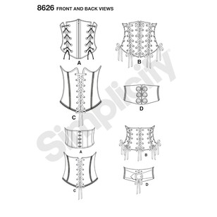 Simplicity Pattern 8626 Misses' Corset Belts 6 - 14