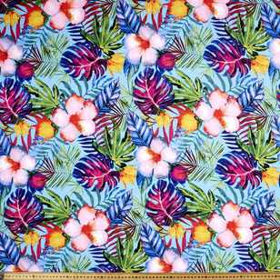 Printed Rayon Pretty Paradise Fabric Aqua 135 cm